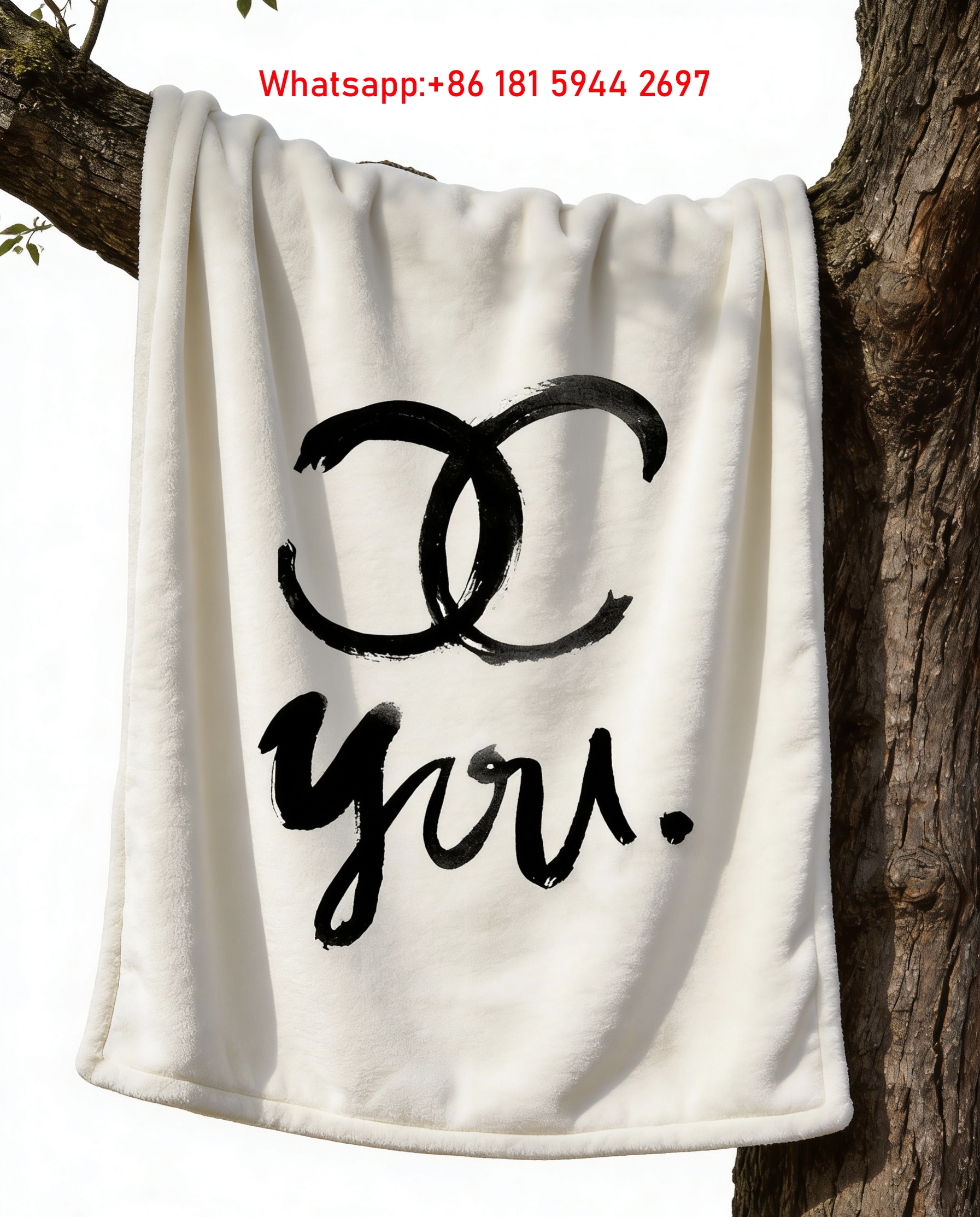 Chanel Brushstroke CC Logo You Flannel Throw Blanket IMG_6680